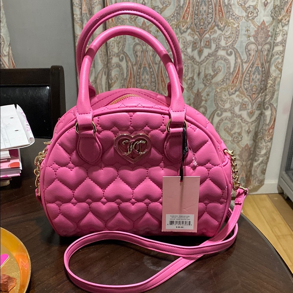 Vibrant Pink Satchel with Quilted Texture and Gold Hardware